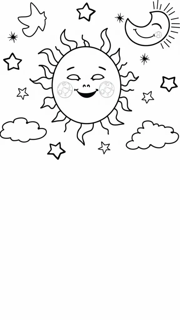 sun moon and stars coloring pages